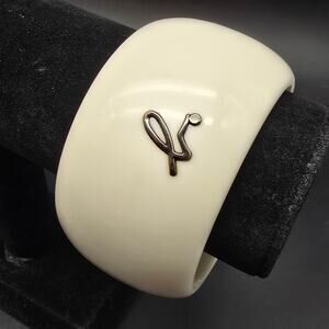 Agnes B Cream Bangle Bracelet Plastic Acrylic Cursive B